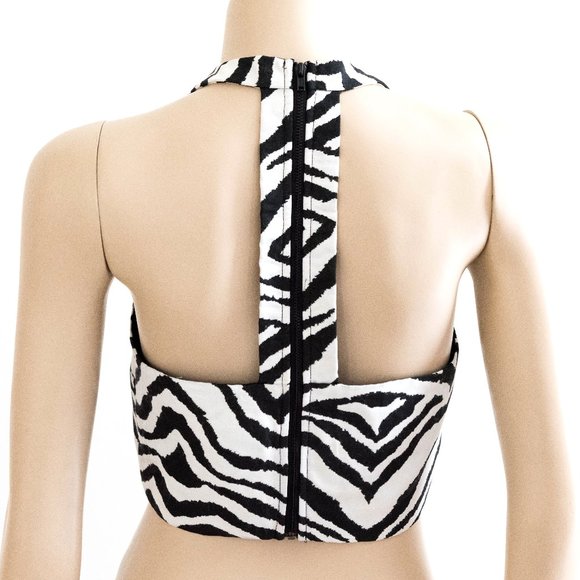 Milk and Honey Black & White Zebra Print Crop Top - Picture 2 of 2